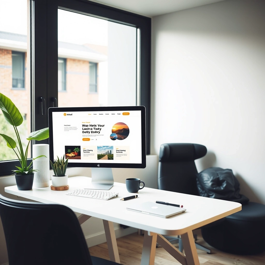 Web design workspace with clean modern setup